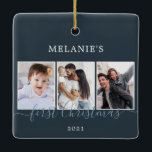 Multi photos first Christmas Baby Ceramic Ornament<br><div class="desc">Modern and minimalist ornament for the new baby arrival. It can be personalised with 3 of your favourite photos. Find more options in my shop.</div>