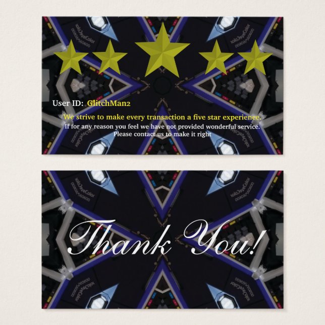 Multi Platform five star rating feedback card (Front & Back)