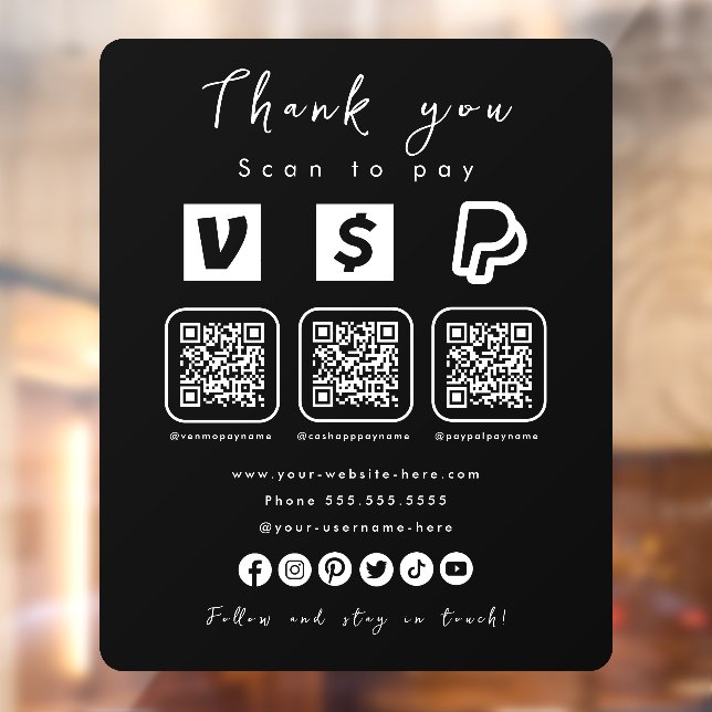 Multi QR Code Paypal Venmo Cash App Black (Sheet 2)