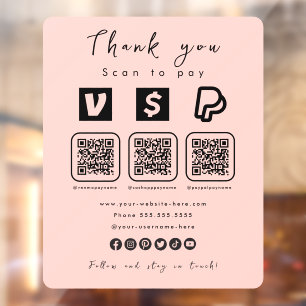 Multi QR Code Paypal Venmo Cash App Modern Pink
