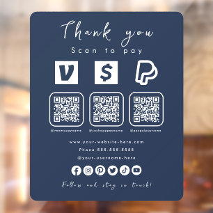 Multi QR Code Paypal Venmo Cash App Navy Blue