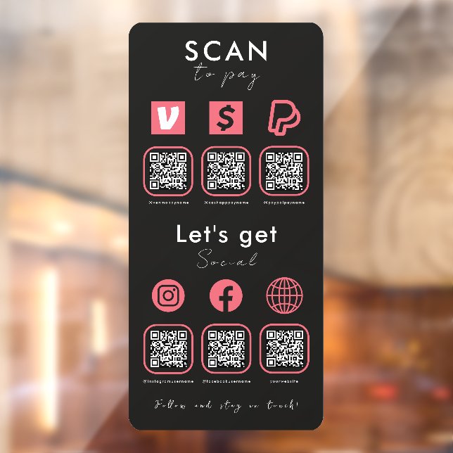 Multi QR Code Scan To Pay Social Media Black Pink (Sheet 2)