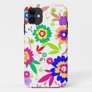 multi rainbow coloured flower and leaves design Case-Mate iPhone case