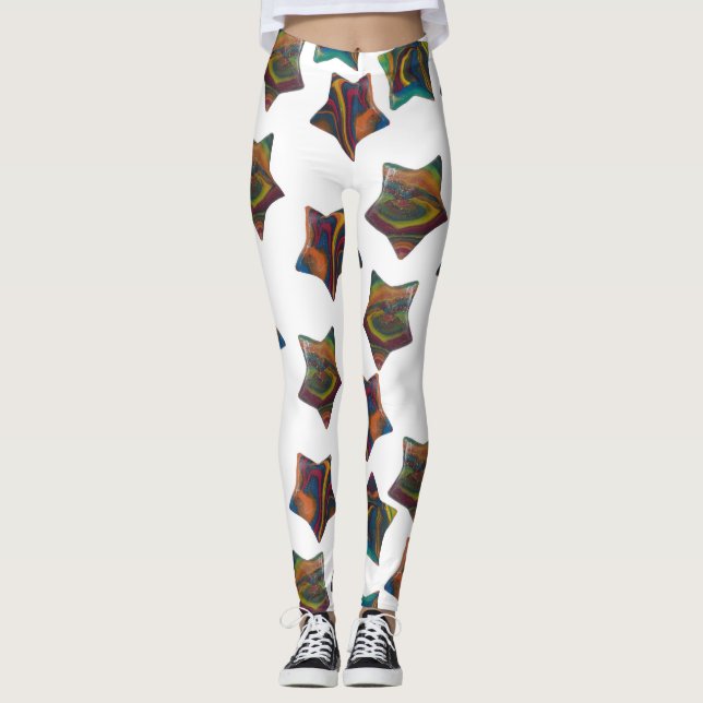 Multi Rainbow Stars Leggings (Front)