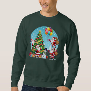 **“Multi-Santa Christmas Fun – 3D Cartoon Transpar Sweatshirt