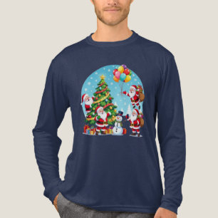 **“Multi-Santa Christmas Fun – 3D Cartoon Transpar Tri-Blend Shirt