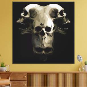 Multi-Skull Fusion Art Canvas Print