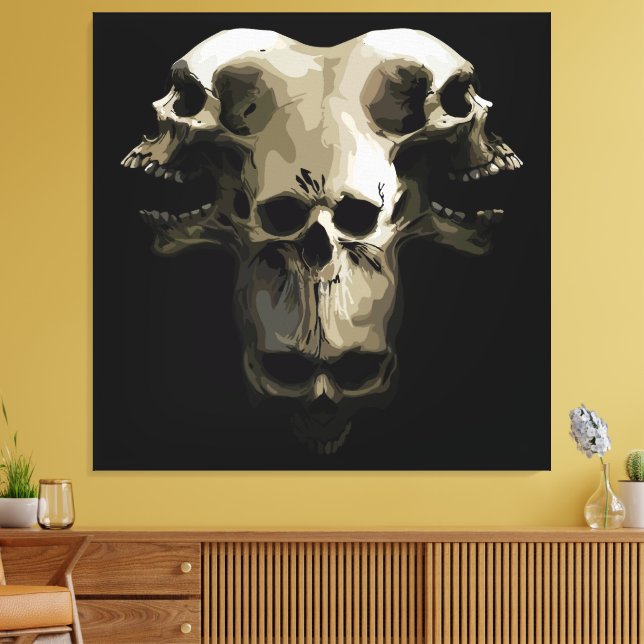 Multi-Skull Fusion Art Canvas Print (Insitu(LivingRoom))