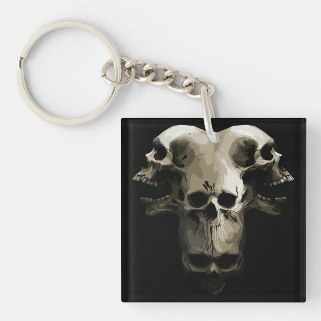 Multi-Skull Fusion Art Key Ring (Front)