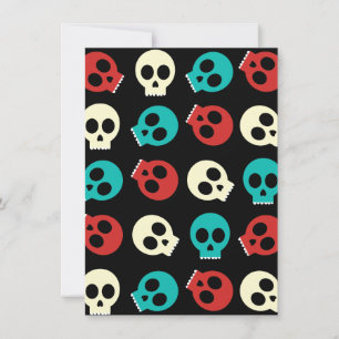Multi Skulls In Vintage Retro Colours Invitation