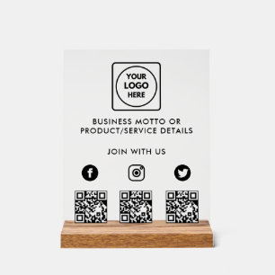 Multi Social QR Logo Acrylic Sign