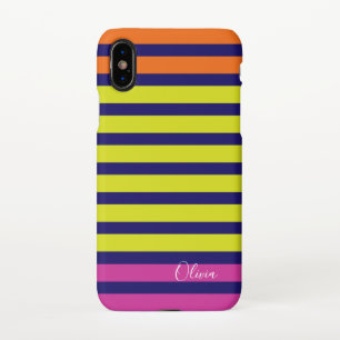 Multi Stripe personalise name monogram iPhone X Case