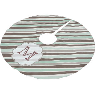 Multi Stripe Print Monogram Initial Tree Skirt