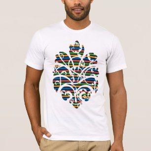 multi stripe scrolls medallion cutout T-Shirt