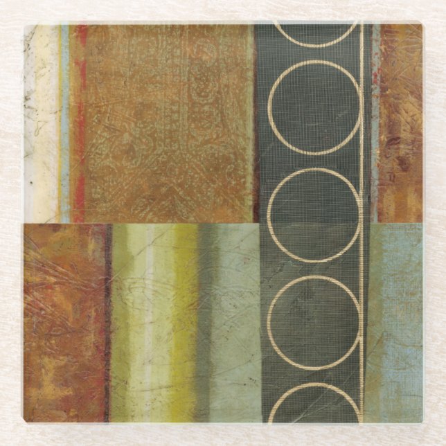 Multi-textured Abstract Painting by Vision Studio Glass Coaster (Front)