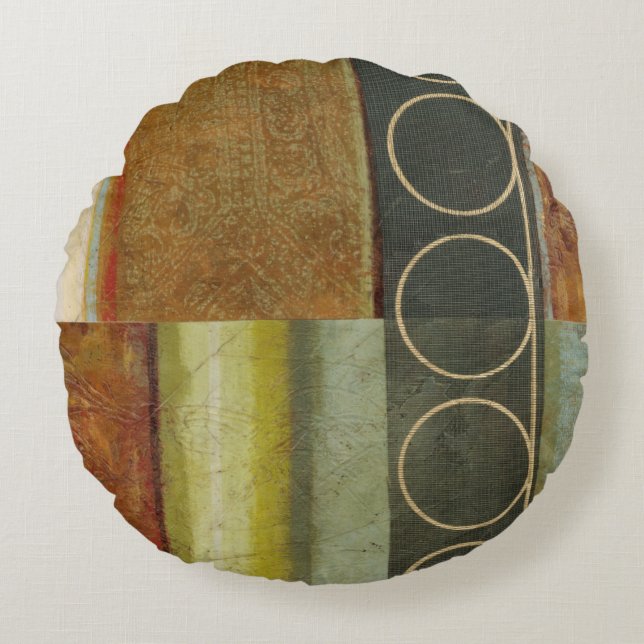 Multi-textured Abstract Painting by Vision Studio Round Cushion (Front)