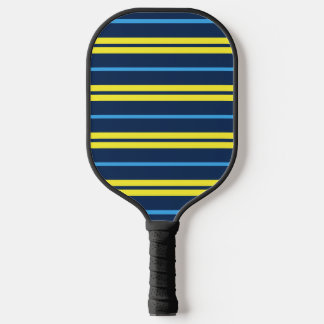 Multi-Width Stripes Blue Yellow Pickleball Paddle