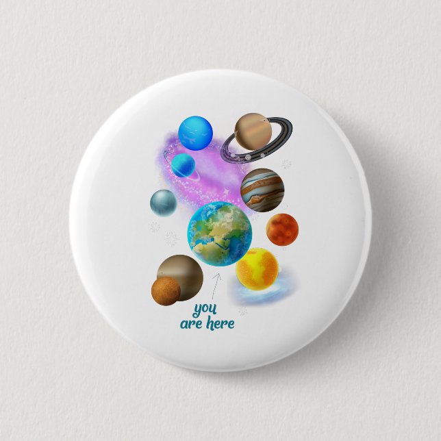 multi you are here planets Edit 6 Cm Round Badge (Front)