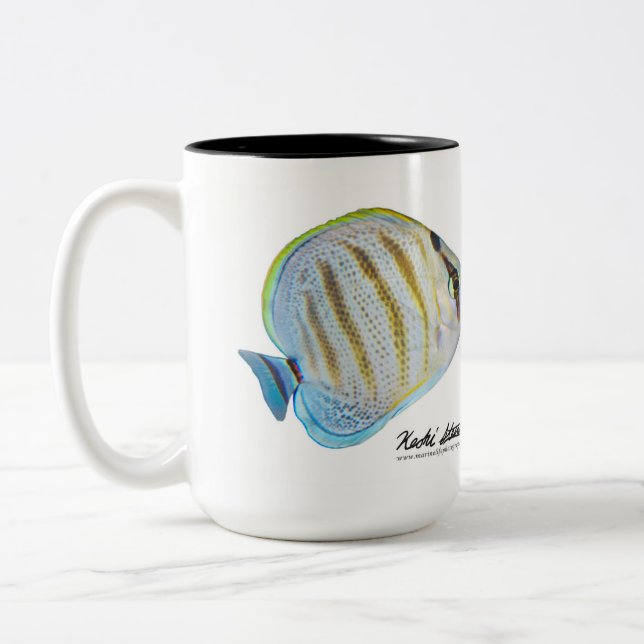 Multiband Butterflyfish, Chaetodon multicinctus Two-Tone Coffee Mug (Left)