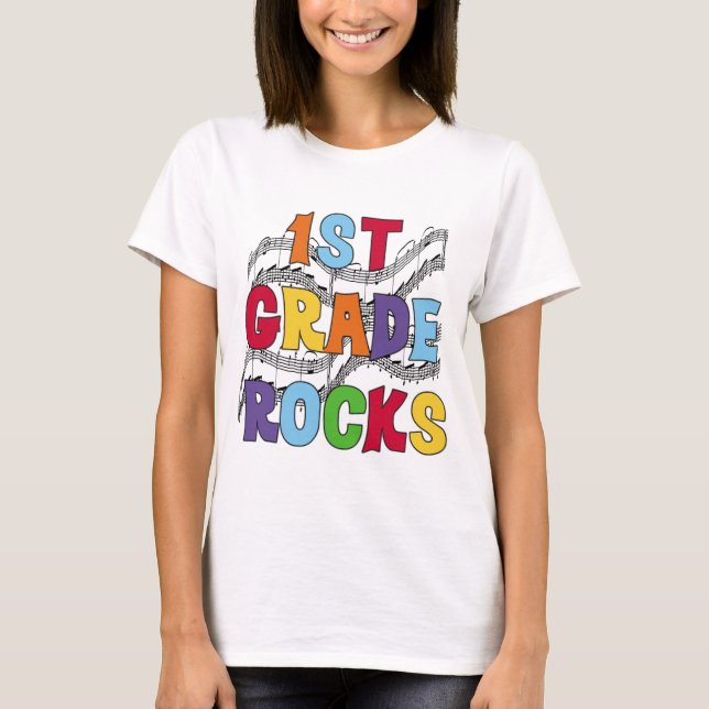 Multicolor 1st Grade Rocks Tshirts and Gifts (Front)