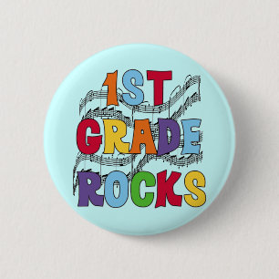 Multicolor 1st Grade Rocks Tshirts and Gifts 6 Cm Round Badge