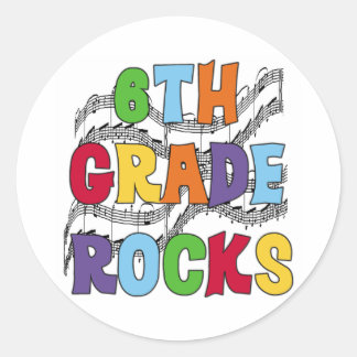 Multicolor 6th Grade Rocks Classic Round Sticker