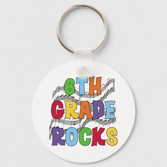 Multicolor 6th Grade Rocks Key Ring (Front)