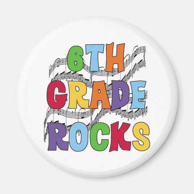 Multicolor 6th Grade Rocks Magnet (Front)