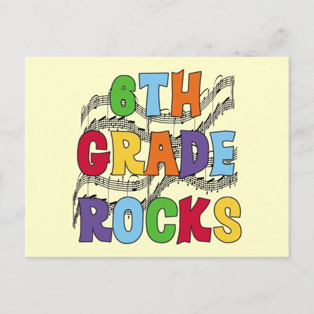 Multicolor 6th Grade Rocks Tshirts and Gifts Postcard (Front)
