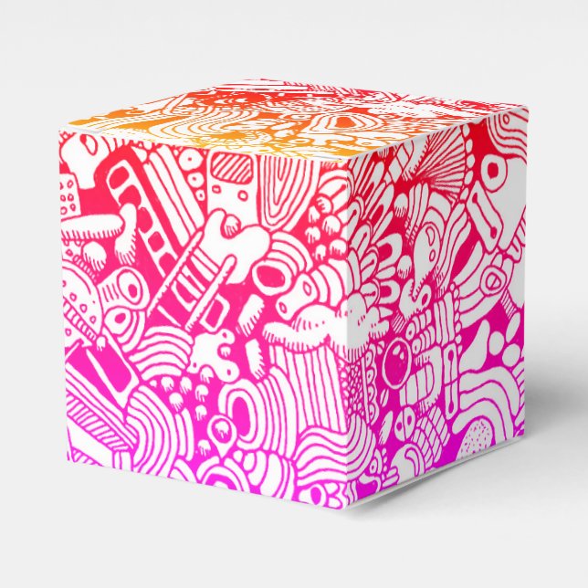 Multicolor Abstract Cartoon Illustration Favor Box (Front Side)