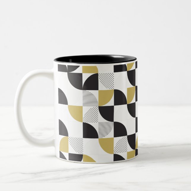  Multicolor Abstract Design Two-Tone Coffee Mug (Left)