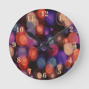 Multicolor Abstract Geometric Modern Circles Beige Round Clock