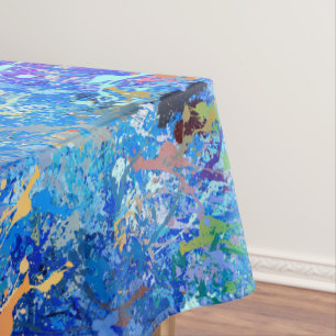 Multicolor Abstract Holi Splatter Painting Tablecloth