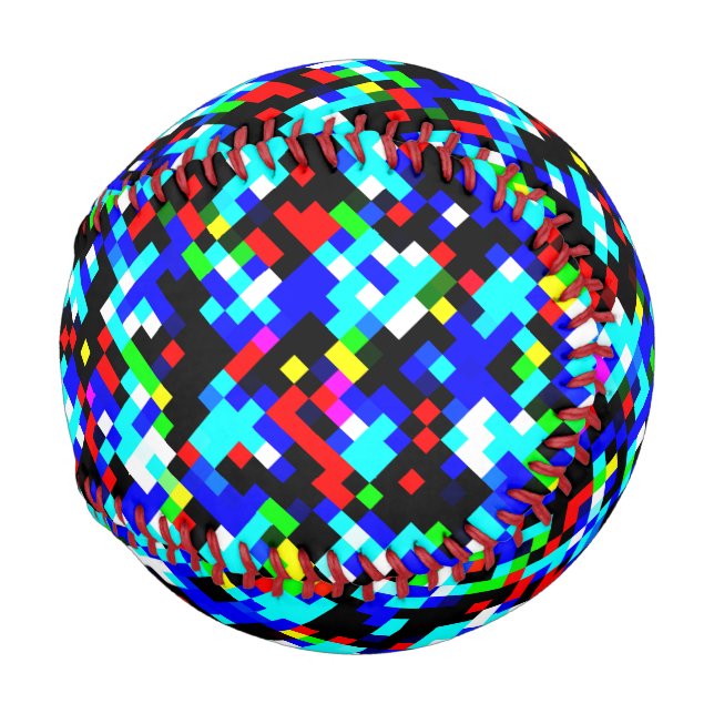 Multicolor Abstract Pixel Pattern Baseball (Front Right)