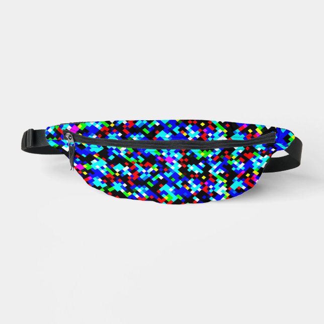 Multicolor Abstract Pixel Pattern Bum Bags (Front)