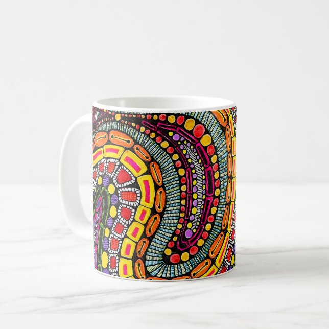 Multicolor Abstract Wavy Pattern Design Coffee Mug (Front Left)