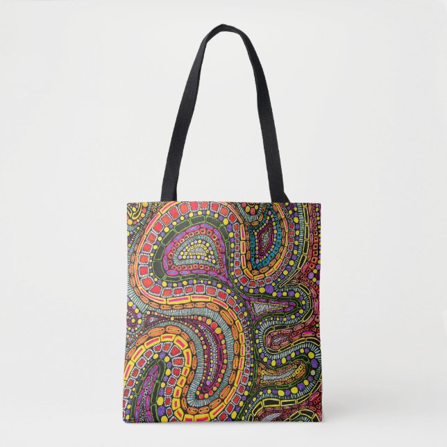 Multicolor Abstract Wavy Pattern Design Tote Bag (Front)