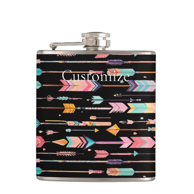 Multicolor Arrow Pattern Thunder_Cove Hip Flask (Front)