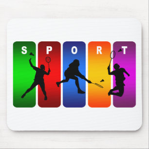 Multicolor Badminton Emblem Mouse Pad
