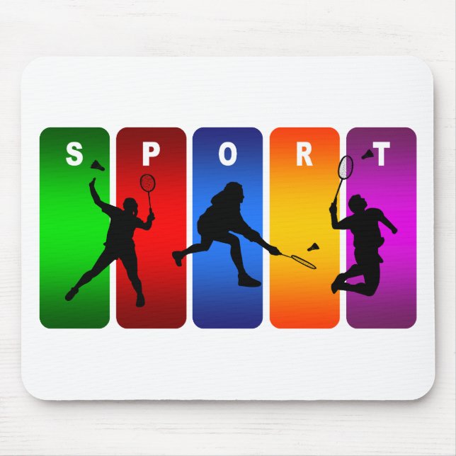 Multicolor Badminton Emblem Mouse Pad (Front)