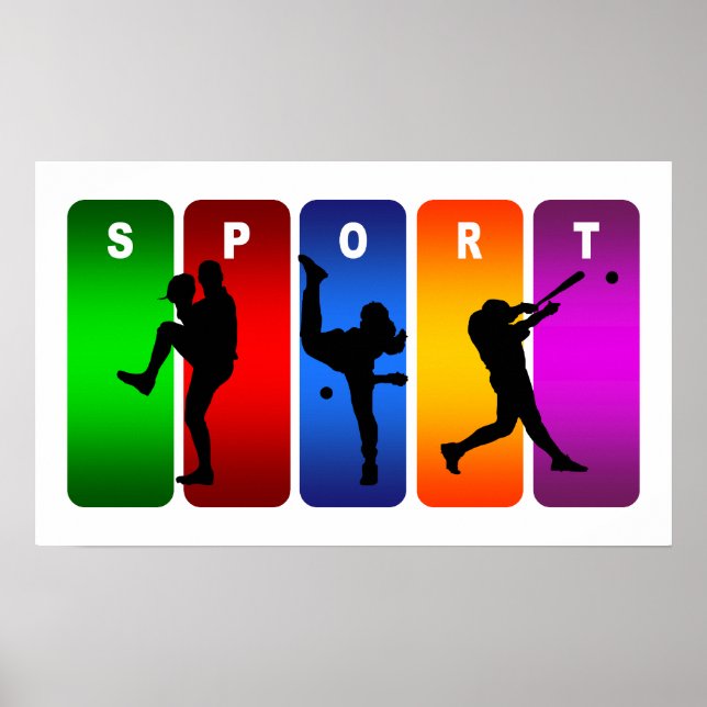 Multicolor Baseball Emblem Poster (Front)