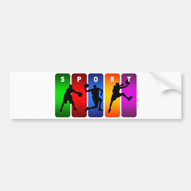Multicolor Basketball Emblem Bumper Sticker (Front)