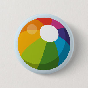 Multicolor Beach Ball 6 Cm Round Badge