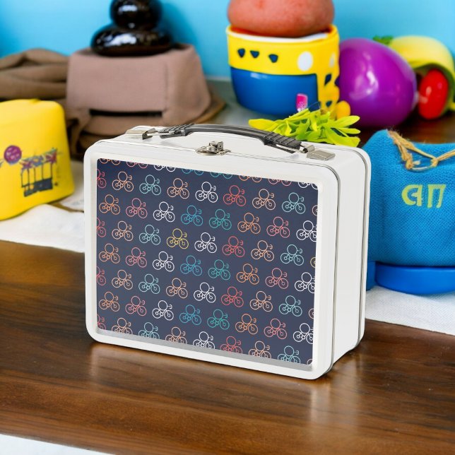 Multicolor Bicycle Pattern Metal Lunch Box (Lunchbox )