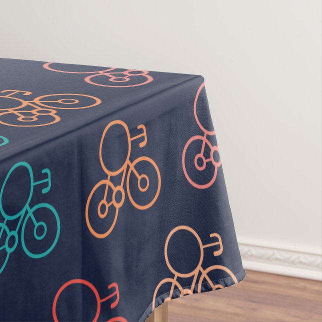 Multicolor Bicycle Pattern Tablecloth (In Situ)