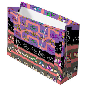 Multicolor Bicycles  Large Gift Bag