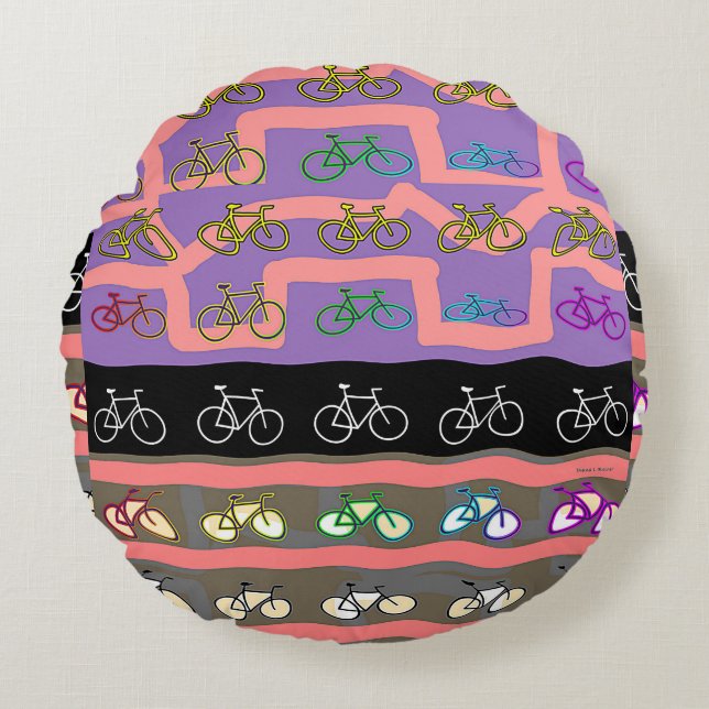 Multicolor Bicycles  Round Cushion (Front)