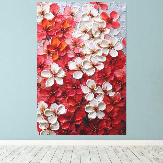 Multicolor Blossoms Impasto Wall Art (Insitu(Wood Floor))