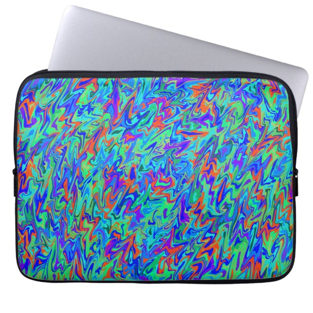 Multicolor Blue Abstract Swirl Laptop Sleeve (Front)
