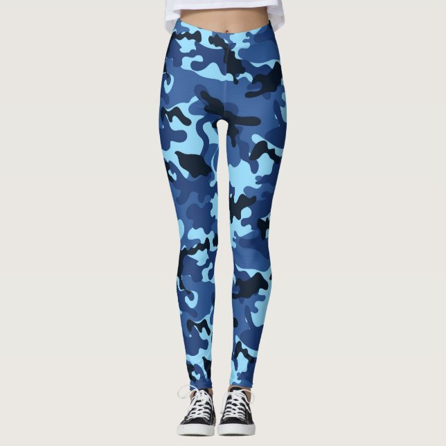 Multicolor Blue Camouflage Leggings (Front)